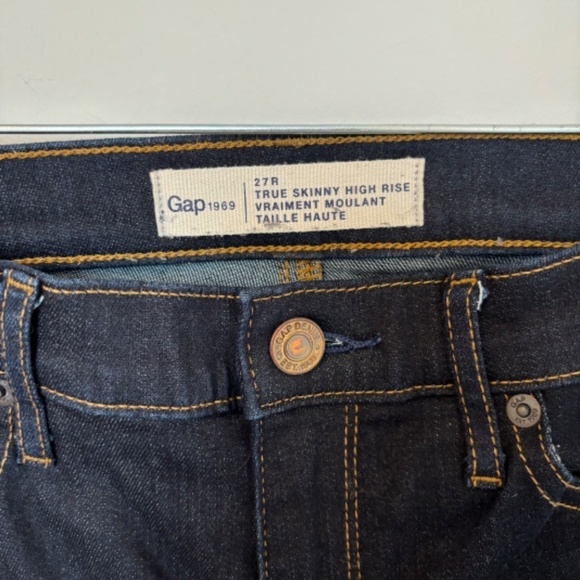GAP True Skinny High Rise Jeans Size 27R Dark Wash NWOT - Picture 6 of 8